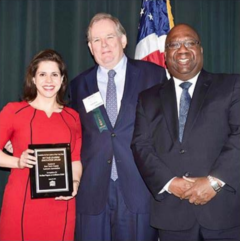 Anthe Maria Bova, general counsel, New York Country Lawyers' Association; Michael McNamara, partner, Seward & Kissel; and New York County Clerk Milton Tingling received the Bar Leaders Innovation Award