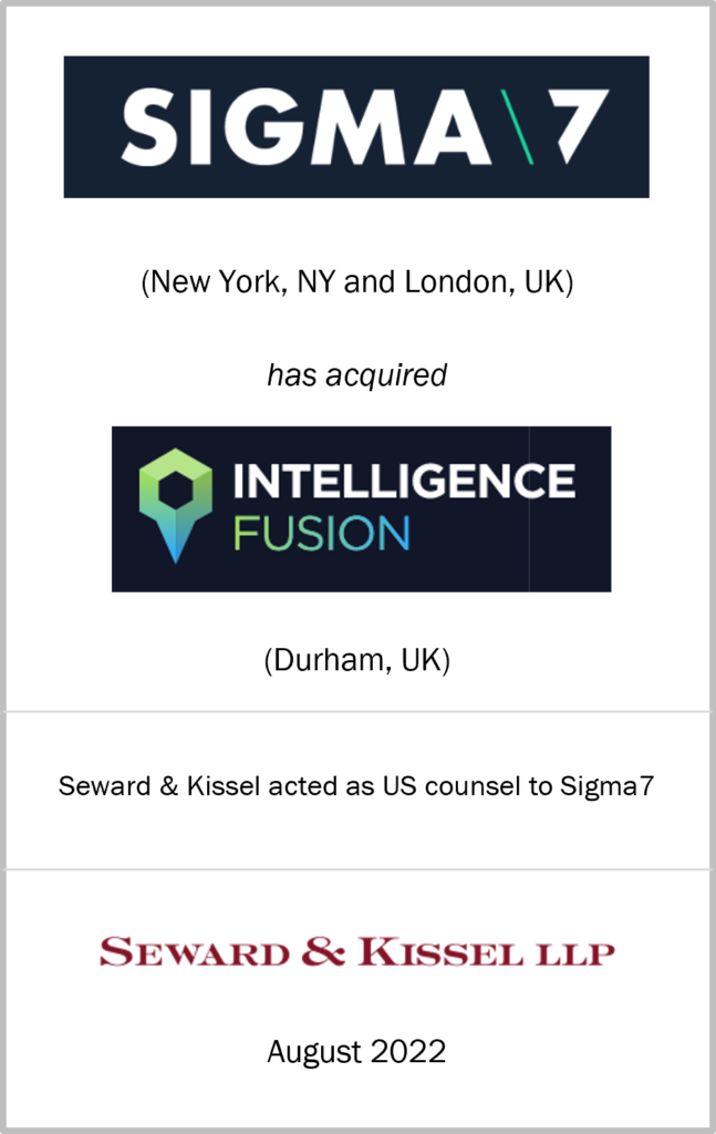 Seward & Kissel represents Sigma7 in its acquisition of Intelligence ...